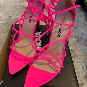 Neon Pink Strappy Heels